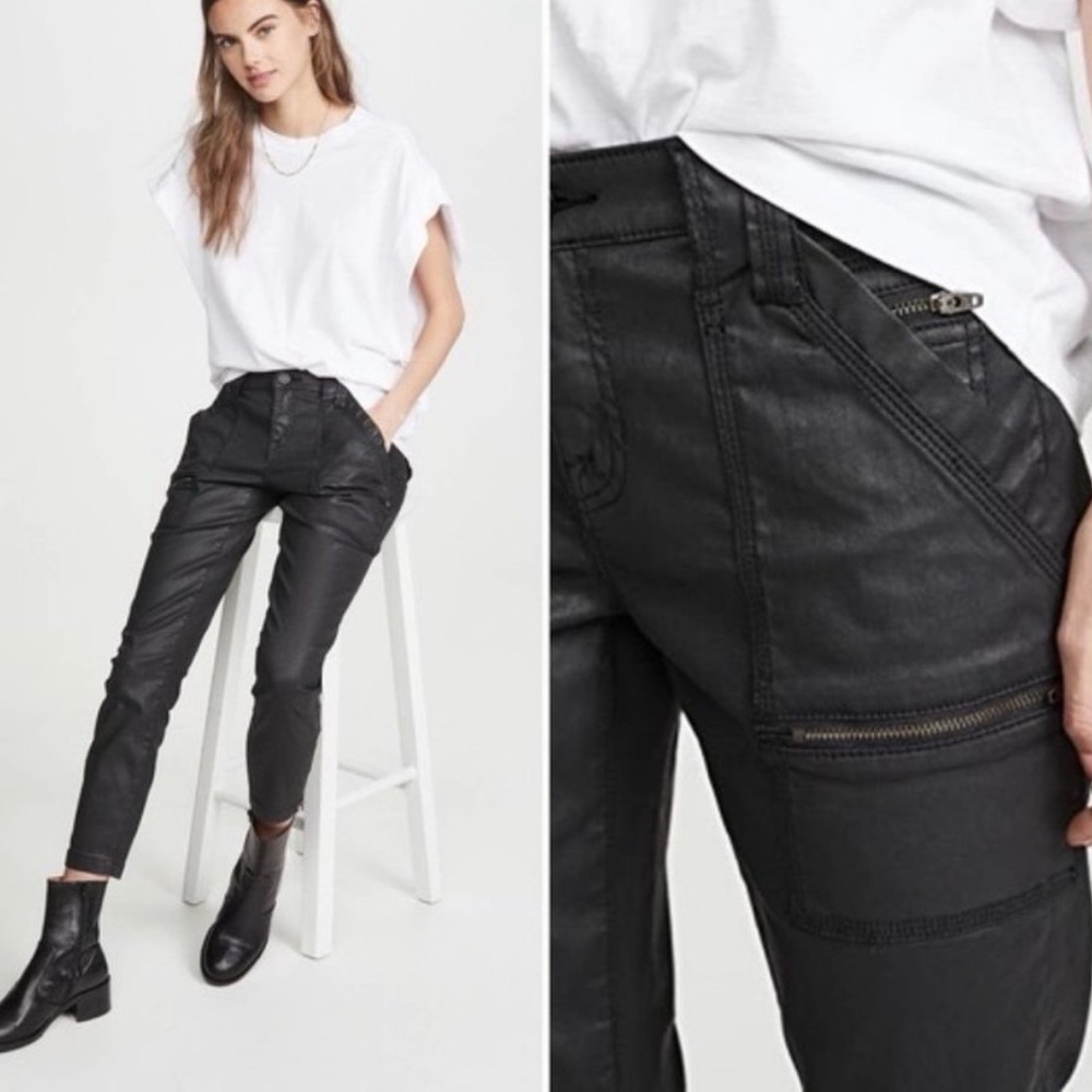 Joie Black Park Skinny B Coated Moto Jeans – Size 26 – Caviar black
